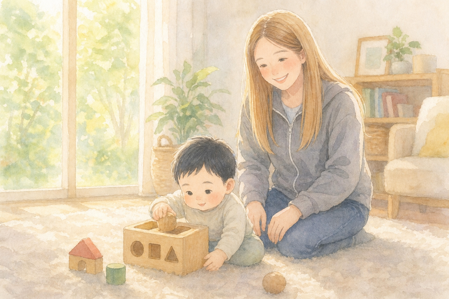 少数のおもちゃに集中して遊ぶ1歳の息子