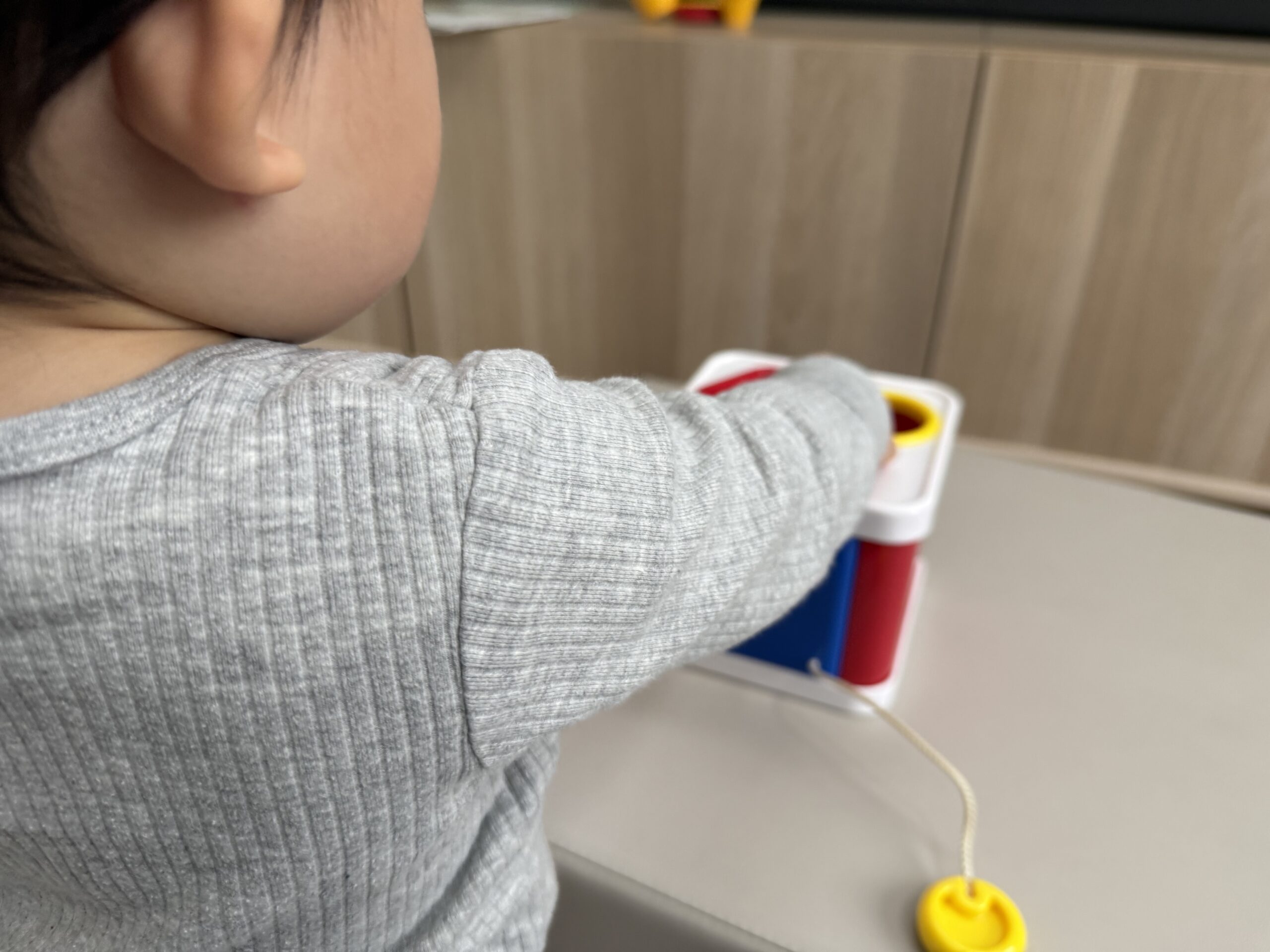 ambi toysロックブロックで遊ぶ息子
