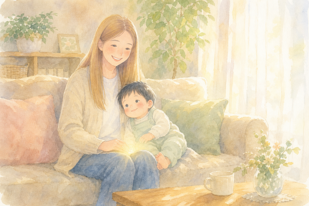 親子で動画を一緒に見るあたたかい時間