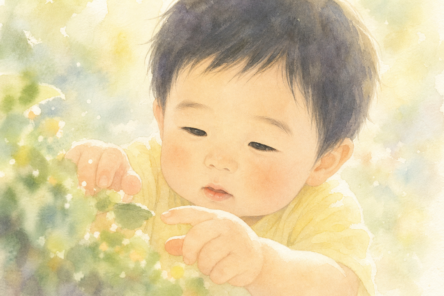 近距離注視する1歳の表情