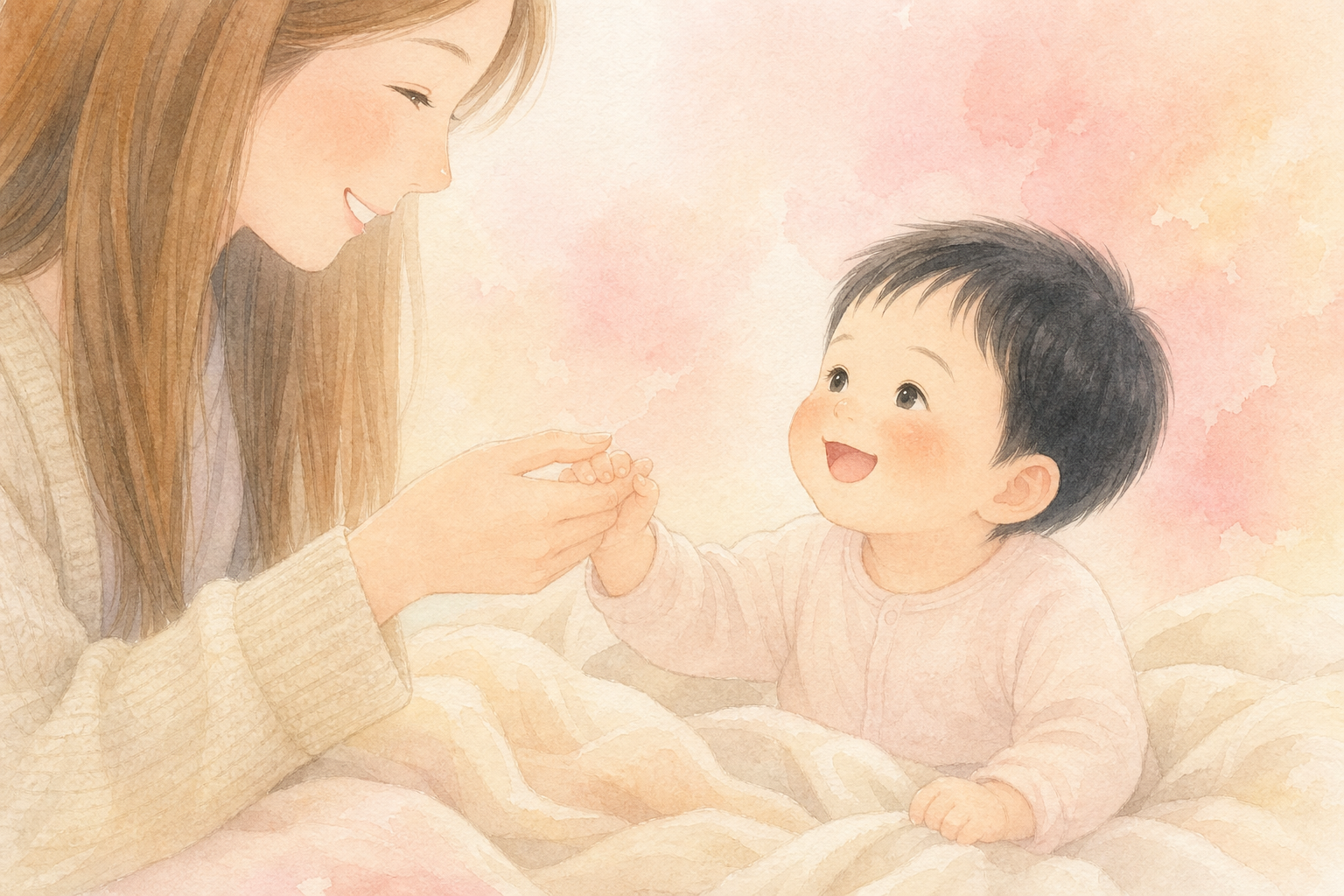 母子の手のクローズアップ