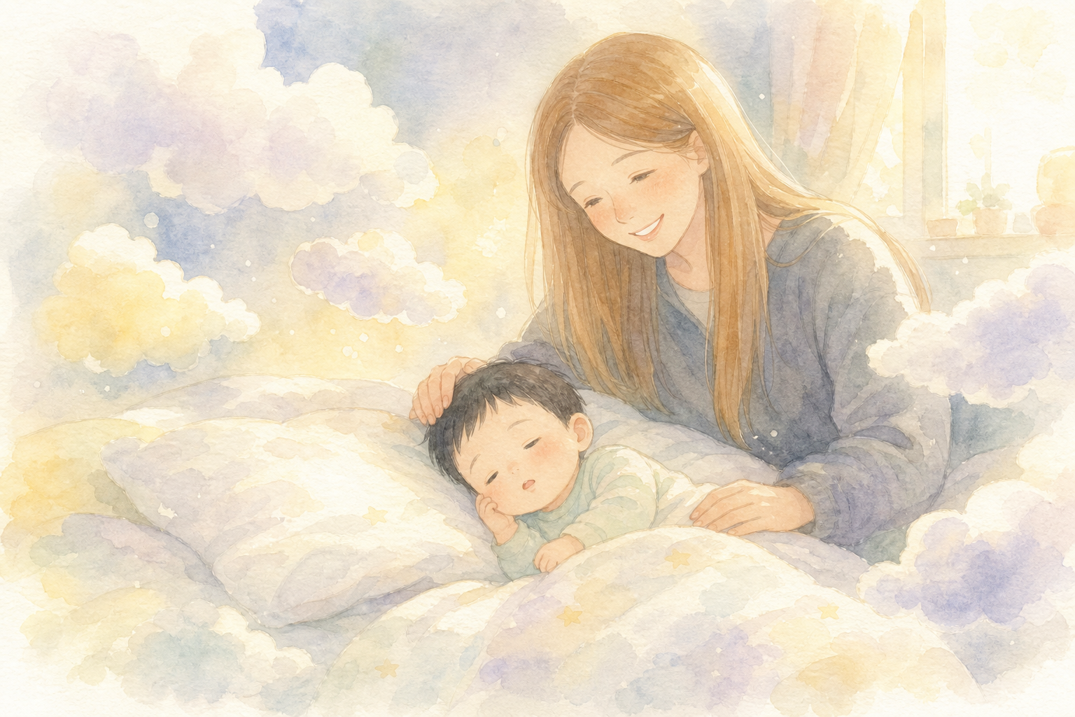 うとうと眠る生後4ヶ月ごろの赤ちゃん