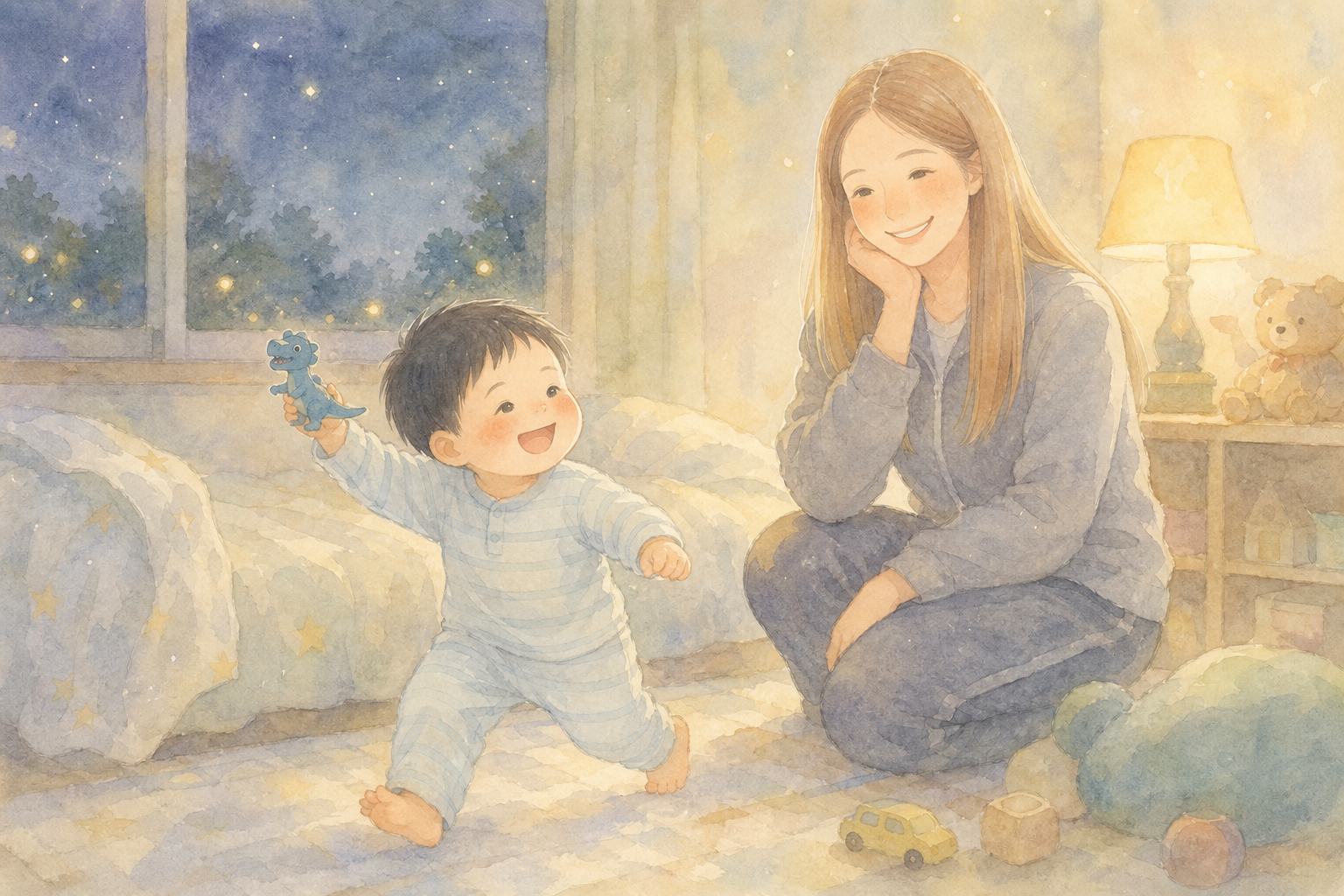 まだ遊びたい1歳半の子とママ