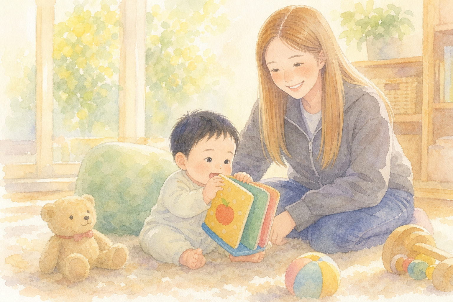 布絵本を触る赤ちゃん