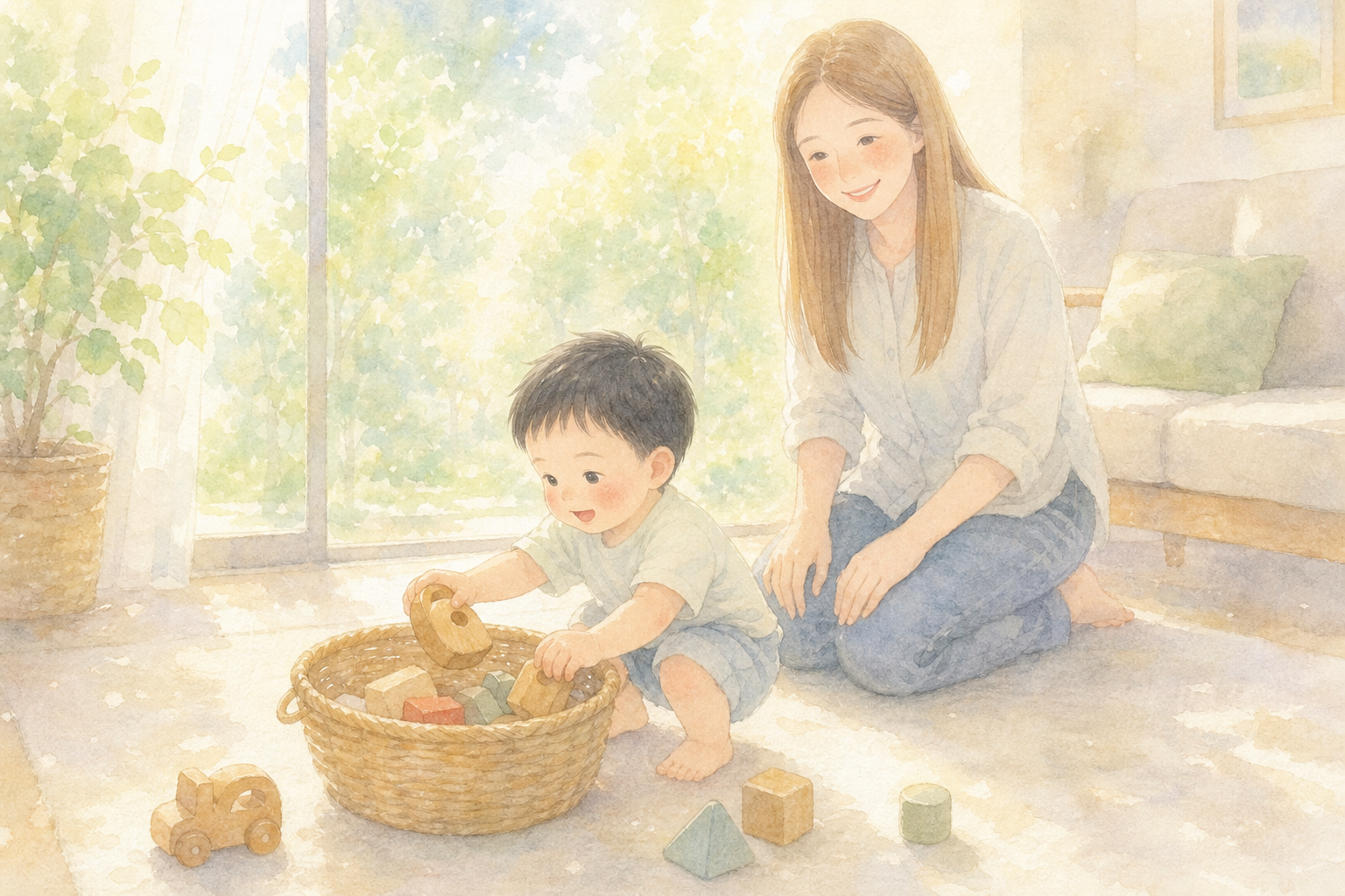 「ないないして」でおもちゃを片づける子ども